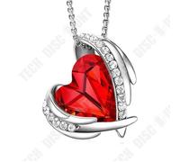 Collier Sautoir - TD® - Argenté - Alliage Cuivre - Zircon Rouge - Strass Blancs