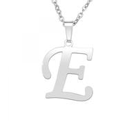 Collier - SC Crystal - Lettre E - Acier inoxydable - 41cm - Pendentif 18x17mm