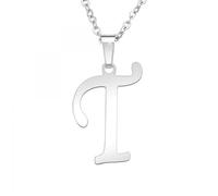 Collier - SC Crystal - Lettre T - Acier inoxydable - 41cm - Pendentif 20x14mm