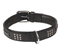 Collier Sedona Cuir + FERRURES Noir XL 47-55CM 37MM
