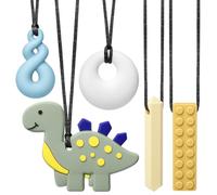 Collier sensoriel à mâcher CLDY pour l'autisme et le TDAH - Lot de 5 jouets à mâcher en silicone de qualité alimentaire pour enfants, anneau de dentition buccal sans BPA pour garçons et filles