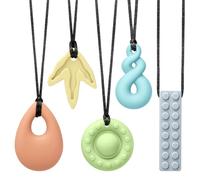 Collier sensoriel à mâcher CLDY pour l'autisme et le TDAH - Lot de 5 jouets à mâcher en silicone de qualité alimentaire pour enfants, anneau de dentition buccal sans BPA pour garçons et filles