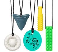 Collier sensoriel à mâcher CLDY pour l'autisme et le TDAH - Lot de 5 jouets à mâcher en silicone de qualité alimentaire pour enfants, anneau de dentition buccal sans BPA pour garçons et filles