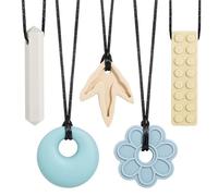 Collier sensoriel à mâcher CLDY pour l'autisme et le TDAH - Lot de 5 jouets à mâcher en silicone de qualité alimentaire pour enfants, anneau de dentition buccal sans BPA pour garçons et filles