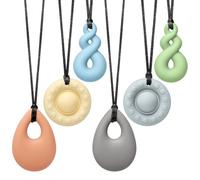 Collier sensoriel à mâcher CLDY pour l'autisme et le TDAH - Lot de 6 jouets à mâcher en silicone de qualité alimentaire pour enfants, anneau de dentition buccal sans BPA pour garçons et filles