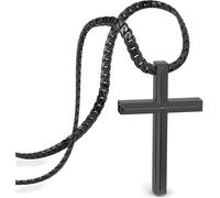Collier SERASAR Premium Homme [Loyal] | Acier inoxydable | Couleur : noir | Longueur : 50 cm