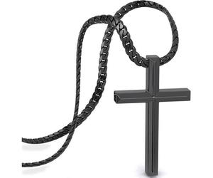 Collier SERASAR Premium Homme [Loyal] | Acier inoxydable | Couleur : noir | Longueur : 50 cm