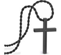Collier SERASAR Premium pour homme [Divine] | Acier inoxydable chirurgical 316L, Noir, 50 cm
