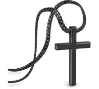 Collier SERASAR Premium pour homme [Faith] | Acier chirurgical 316L | Noir | 50 cm | Coffret à bijoux inclus