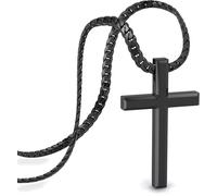 Collier SERASAR Premium pour homme [Faith] | Acier chirurgical 316L | Noir | 60 cm | Coffret à bijoux inclus