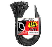 Collier Serrage Plastique 450mm x 9mm, 70 pièces Colliers Rilsan Noir Long, Serre Cable Plastique Grand, Attaches de Cable Nylon