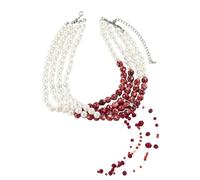 Collier Serre-Cou De Perles De Sang - Bijou Costume Fête Vampire Gothique | Bijou De Cou Imitation Pour Cosplay, Fêtes Costumées À Thème, Jeux De Rôle Et