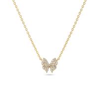 Collier Sif Jakobs Farfalla Plaqué Or Jaune 18k Oxydes De Zirconium Blancs Collection Essenza