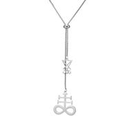 Collier Sigil of Lucifer Pendentif croix Léviathan pour hommes Sceau démoniaque de Satan Occulte Lucifer Satanique Baphomet Talisman Gothique Religieux Église Bijoux Wiccan Païen Cadeau (Argent)