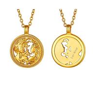 Collier Signe Astrologique Gemeaux Personnalisable Pendentif Femme Constellation Horoscope Or Plaque Dore Acier Inoxydable Médaillon 46 cm Cadeau Adolescent Enfant Fille