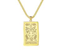 Collier signe du zodiaque pour femmes, signes du zodiaque, constellation, pendentif carte de tarot, collier de zodiaque, collier horoscope pour filles, chaîne rolo carrée en acier inoxydable, 45,7 cm