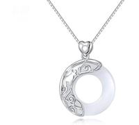 Collier Silver Chain, Signes du Zodiaque pour Les Femmes élégantes Dames Naturelles Jade Circle Chinois Boucle Harmonie
