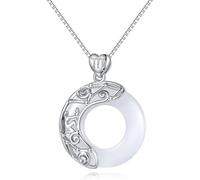 Collier Silver Chain, Signes du Zodiaque pour Les Femmes élégantes Dames Naturelles Jade Circle Chinois Boucle Harmonie