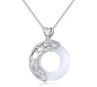Collier Silver Chain, Signes du Zodiaque pour Les Femmes élégantes Dames Naturelles Jade Circle Chinois Boucle Harmonie