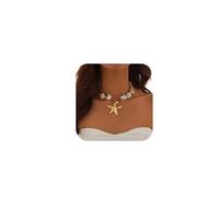 Collier simple avec pendentif étoile de mer et perle dorée pour l'été, la plage, collier de clavicule, bikini en métal, conque, coquillage, chaîne de corps pour femme