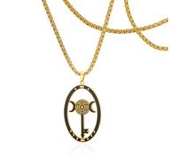 Collier SIPURIS Hekate Triple Lune Déesse Pendentif Roue de Hekate Symbole Magique Amulette Wicca pour Hommes et Femmes, 1.5*0.95in, Acier inoxydable, Pas de pierre précieuse