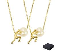 Collier Sis-yphe, L'Ascension éternelle porté près du cœur, Pendentif mythologie inspirant symbolisant la persistance et la force, Cadeau pendentif résilience, Transmettez « Je t'aime » (2pcs)