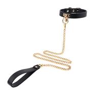 Collier SM avec chaîne en plomb - Harnais en cuir synthétique - Réglable - 2 pièces - Collier esclave pour adulte - Jouet sexuel BDSM - Slave - Cosplay - Collier fétiche - Noir