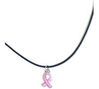 Collier solidaire Octobre Rose cordon noir avec pendentif urban rose