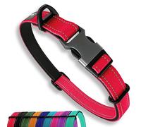 Collier Solide pour Petits Chiens - Rouge réfléchissant réglable rembourré - Anneau en V en Aluminium - Sécurité pour Chien