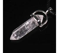 Collier souvenir en cristal de quartz naturel avec pierre précieuse améthyste, agate et chaîne Blanc