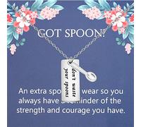 Collier Spoonie « Don't Waste Your Spoons » - Collier de sensibilisation à la santé mentale - Cadeau de maladie chronique - Breloque fibromialgie, Métal, Pas de gemme