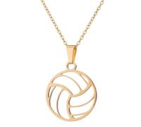 Collier sportif en acier inoxydable avec breloque ballon de volley-ball réglable - Confortable et élégant - Accessoire inspiré du volleyball, taille unique, Comme décrit, Comme décrit.