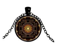 Collier Sri Yantra - Méditation bouddhiste - Méditation spirituelle - Géométrie sacrée - Art - Motif - Cabochon en verre - Bijou tendance, 4