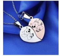 Collier - Stitch Angel - Argenté Rosé - 2 pièces - Cadeau - Mixte - Amour