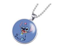 collier stitch bleu papillon joie pendentif lilo bijoux fantaisie sautoir cabochon cadeau fete anniversaire mode enfant femme
