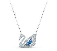 Collier Swan, Cygne dansant, Bleu, Métal rhodié OS