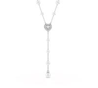 Swarovski Collier en Y Ariana Grande x, Tailles diverses, Crystal pearl, Cœur, Blanc, Métal rhodié