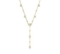 Collier - SWAROVSKI - Collier en Y doré - Longueur ajustable 38-45 cm - 5 cristaux incolores - Métal rhodié