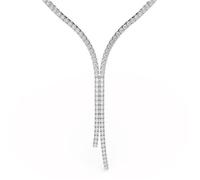 Collier en Y Matrix, Taille ronde, Blanc, Métal rhodié OS