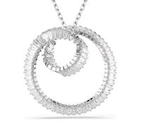 Swarovski Matrix Collier avec pendentif pour femme | Oxyde de zirconium blanc taille baguette | Plaqué rhodium | Design ruban tourbillonnant | Longue chaîne