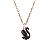 Collier - SWAROVSKI - Pendentif Iconic Swan - Petit cygne noir - Métal doré rose - 43 cm