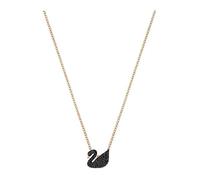Swarovski Pendentif Swarovski Iconic Swan, noir, Métal doré rose