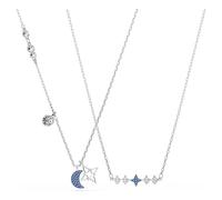 Collier Symbolica, Taille ronde, Lune, Bleu, Métal rhodié OS