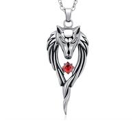 Collier Synthèse de Pierre précieuse de la tête de Loup européenne américaine ne s'est Pas décollée de la chaîne de Collier de Collier