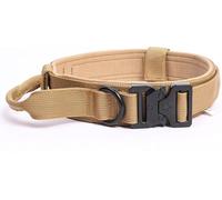 Collier Tactique en Nylon for Chien avec poignée, Collier Robuste Boucle métal, contrôle Facile for Chiens de Taille Moyenne et Grande(Brown,XL)