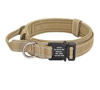 Collier tactique militaire personnalisé pour chien - Collier gravé réglable en nylon anti-perte avec poignée de contrôle rapide pour grands chiens de grande taille, berger allemand, labrador, kaki, XL
