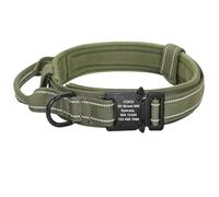 Collier tactique militaire personnalisé pour chien, gravé, réglable en nylon anti-perte avec poignée de contrôle rapide pour grands chiens de grande taille, berger allemand, labrador, vert, taille XL