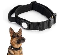Collier tactique militaire pour chien avec support AirTag, poignée de contrôle confortable et boucle en métal, support GPS robuste pour chiens de taille moyenne à grande (noir, taille L)