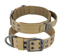Collier tactique militaire pour chien en nylon respirant avec poignée - Convient pour chiens de taille moyenne et grande - Bulldog français, berger allemand, kaki, XL