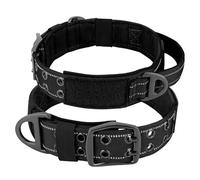 Collier tactique militaire pour chien en nylon respirant pour animal domestique, camping, dressage et chasse avec poignée de contrôle, collier pour bouledogue français, berger allemand, noir, M